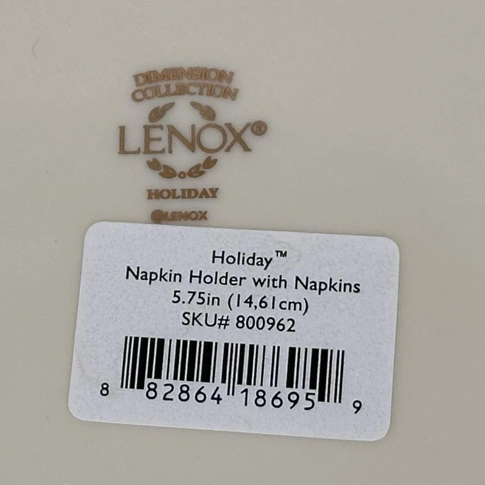 Lenox Holiday‎ Dimension Collection Napkin Holder Holly Berry Porcelain NIB